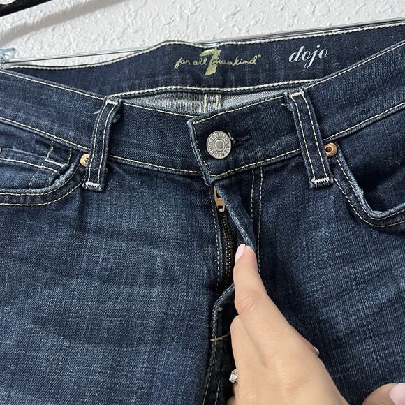Seven For All Mankind Dojo Women’s Jeans 28x27 Low Rise Flare Dark Wash - Picture 3 of 7
